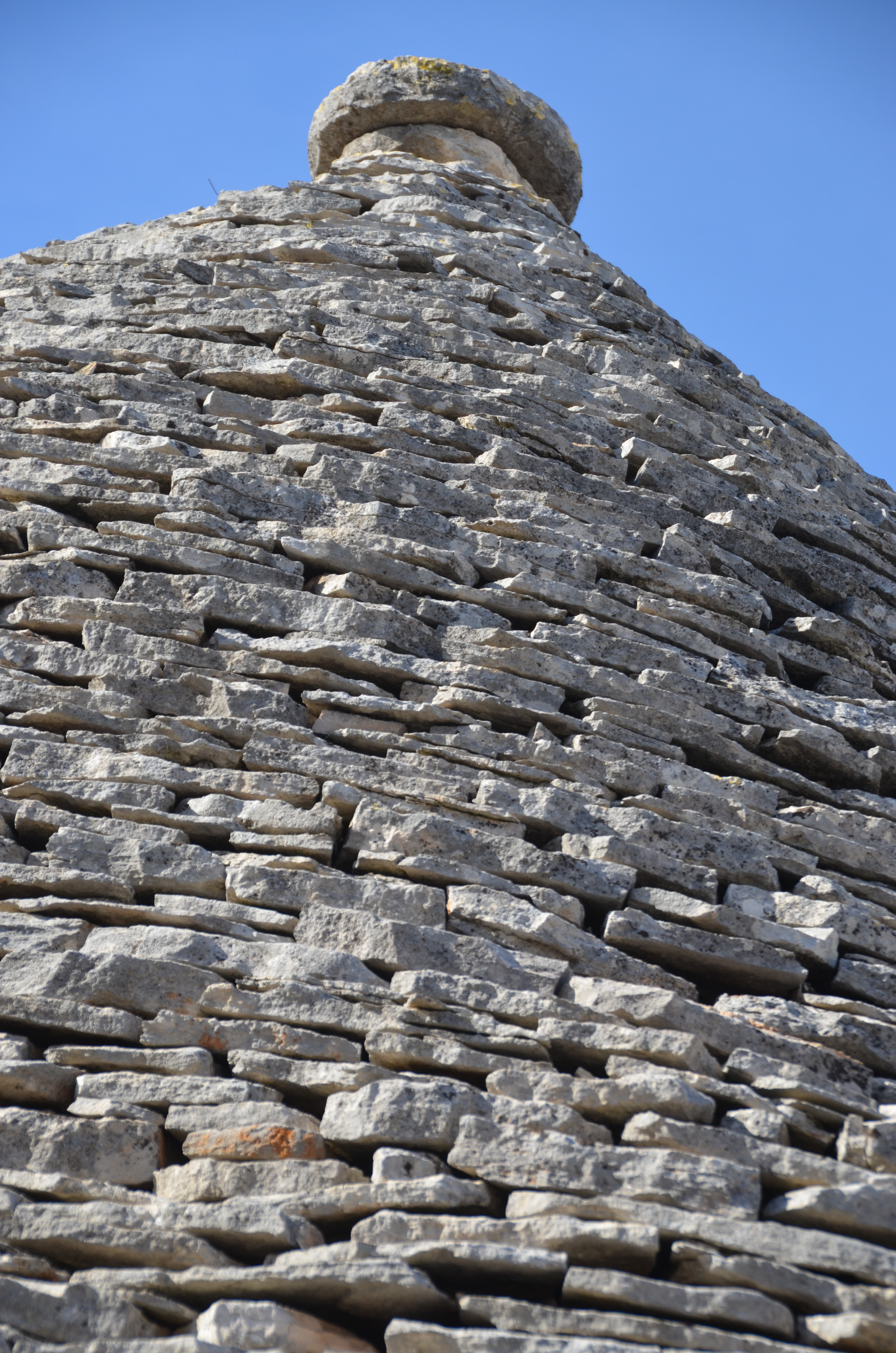 Layers of limestone that construct the conical roof