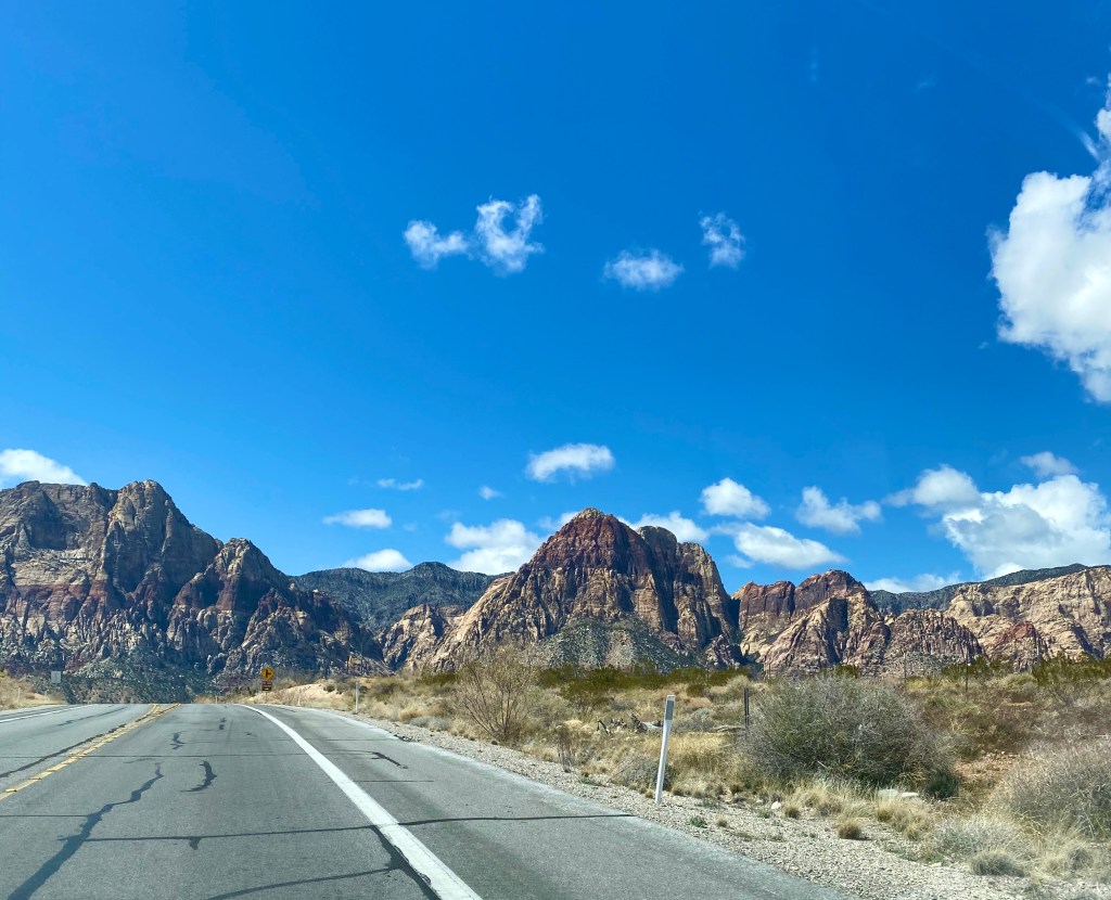 road through mountains and desert
