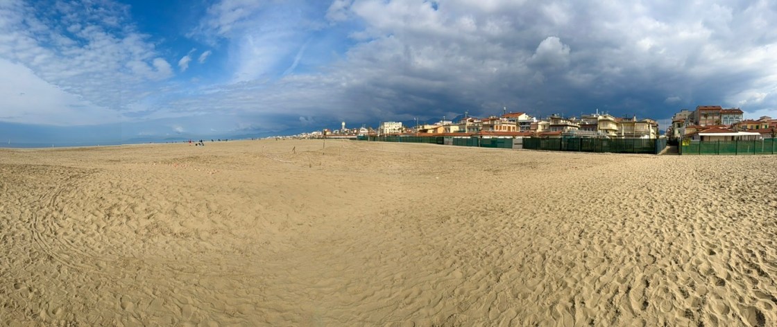 Beach with cloudy skies